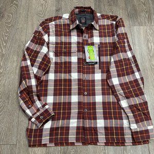 Wrangler Men's ATG Functional Flannel Shirt Jacket-Burgundy Plaid-Medium